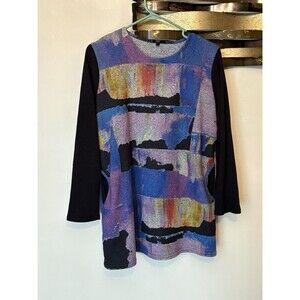 Lily London Women’s Tunic Sweater Top Medium With Pockets Artsy Boho Casual Cute